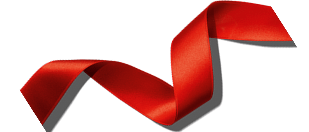 Rotes Band zur Weihnachtszeit.